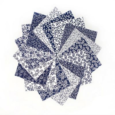 96Pcs Navy White Basics Pre Cut Charm Pack 5In Squares Cotton Fabric Quilt