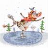 RTO Cross Stitch Embroidery Kits for Adults Animals, Humor - Graceful Skating 20x20cm/7.9x7.9 16CT view 1