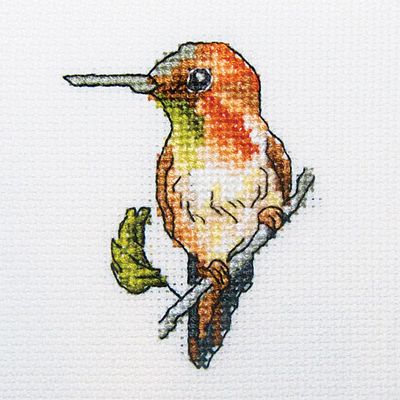 RTO Cross Stitch Embroidery Kits for Kids, Adults and Beginners Birds - Hummingbird 10x10cm/3.9x3.9 14CT