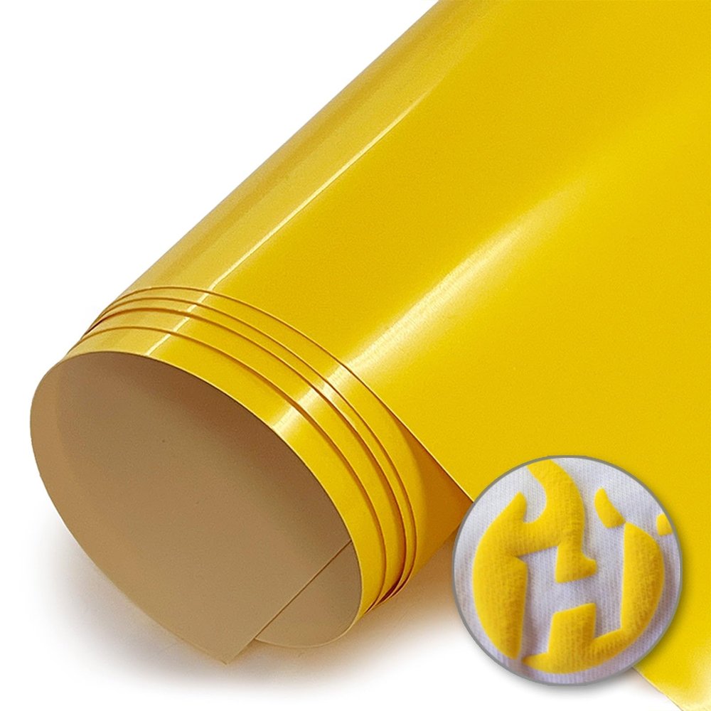 HTV4U Puff Heat Transfer Vinyl (Yellow, 20" x 5 Yards) - Iron on Vinyl for Shirts, 3D Puffy Heat Press Transfer Film, DIY Craft