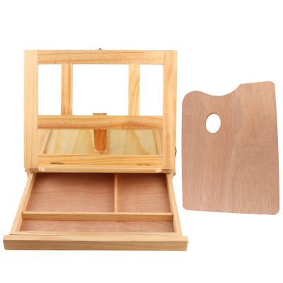 QANYEGN Adjustably Wooden Easel, Folding Artist Easel, Portable Desktop Easel Box with Der for Organizing Painting Tools