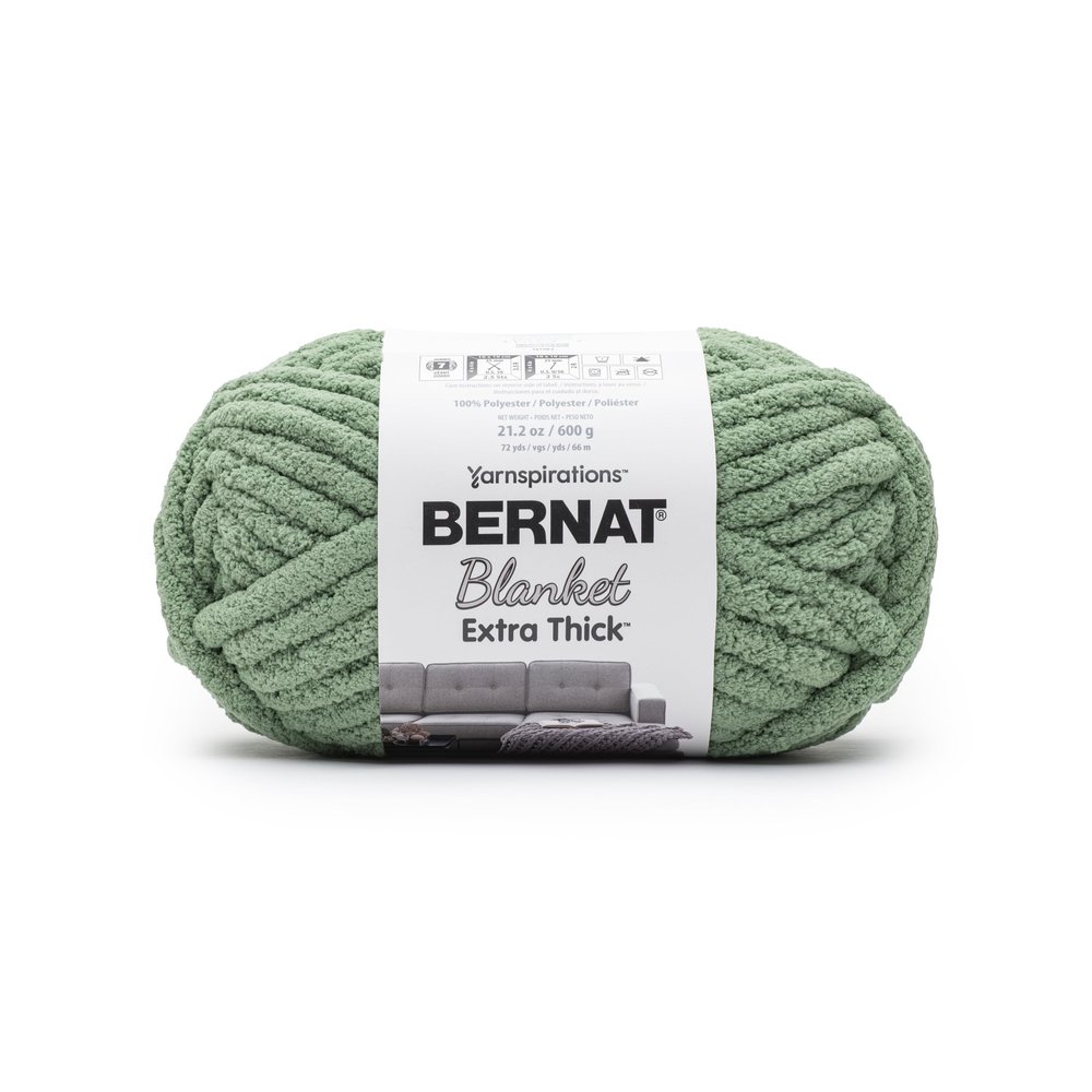 Bernat Blanket Extra Thick Green Frost Yarn - 1 Pack of 21.12oz/598.74g - 100% Polyester - #7 Jumbo - 72 Yards - Chunky Yarn for Hand Knitting, Crocheting, Crafts & Amigurumi