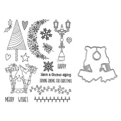 DzIxY Christmas Tree Moon Flower Clear Stamps and Metal Cutting Dies Sets for Card Making Scrapbooking Paper Kit Supplies Seals Storage Pockets