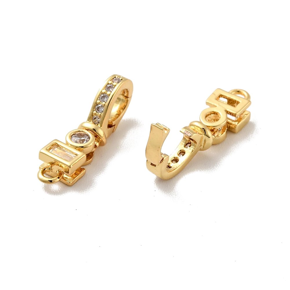 LiQunSweet 10 Pcs Micro Pave Clear Cubic Fold Over Clasps Closure End Caps for Handbag Purse Jewelry Making Findings - 7.54mm