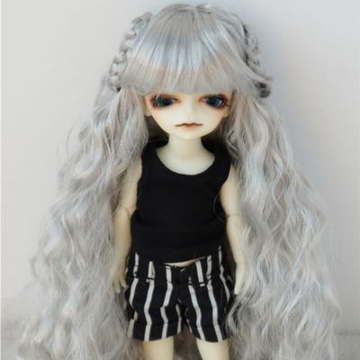 JD098 Full Sizes Long Fairly Sobazu Synthetic Mohair BJD Doll Wigs (4-5inch, Grey)