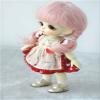 Lati Yellow Mohair Toy Wigs JD143 5-6inch 13-15cm Short Twins Braids Anna BJD Hair OB11 1/8 Doll Accessories (Pink) view 3