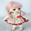 Lati Yellow Mohair Toy Wigs JD143 5-6inch 13-15cm Short Twins Braids Anna BJD Hair OB11 1/8 Doll Accessories (Pink) view 4