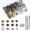 BetterJonny 24 Sets Heavy Duty Leather Snap Fasteners Kit, 15mm Metal Snap Buttons Press Studs Leather Rivets Snaps with 4 Setter Tools for Clothes Bracelet Jackets Jeans, 3 Color view 1