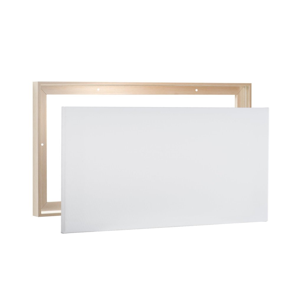 PIXY CANVAS Value Pack of 18x20 Stretched Canvas 3/4 (0.75) inch deep and Floater Frame for Your Paintings/Artwork/Wall Art/Wall Decor (Champagne, 18 x 20 inch, Landscape)