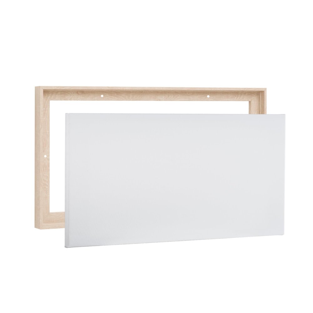 PIXY CANVAS Value Pack of 18x36 Stretched Canvas 3/4 (0.75) inch deep and Floater Frame for Your Paintings/Artwork/Wall Art/Wall Decor (Nordic White Oak, 18 x 36 inch, Landscape)