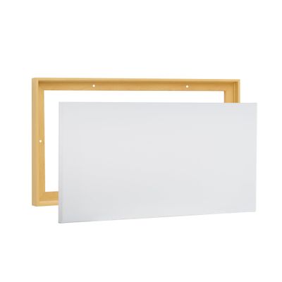 PIXY CANVAS Value Pack of 16x32 Stretched Canvas 3/4 (0.75) inch deep and Floater Frame for Your Paintings/Artwork/Wall Art/Wall Decor (Light Maple, 16 x 32 inch, Landscape)