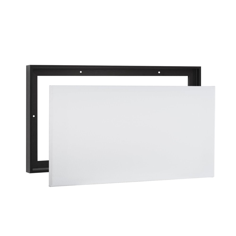PIXY CANVAS Value Pack of 12x16 Stretched Canvas 3/4 (0.75) inch deep and Floater Frame for Your Paintings/Artwork/Wall Art/Wall Decor (Black Oak, 12 x 16 inch, Landscape)