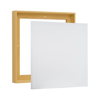 PIXY CANVAS Value Pack of 16x16 Stretched Canvas 3/4 (0.75) inch deep and Floater Frame for Your Paintings/Artwork/Wall Art/Wall Decor (Light Maple, 16 x 16 inch, Square)