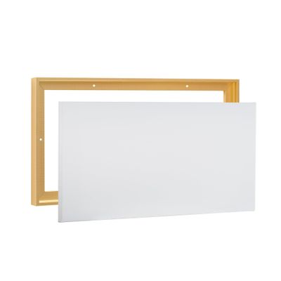 PIXY CANVAS Value Pack of 10x16 Stretched Canvas 3/4 (0.75) inch deep and Floater Frame for Your Paintings/Artwork/Wall Art/Wall Decor (Brass Gold, 10 x 16 inch, Landscape)