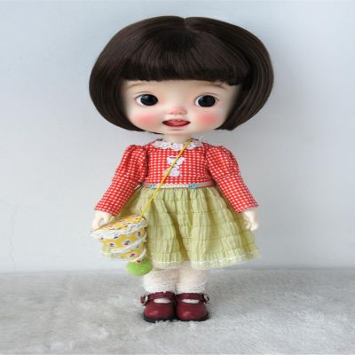 BJD Wigs JD286 9-10inch 23-25CM Short Bobo Synthetic Mohair Doll Wigs Blythe Doll accessorie (Medium Brown, 9-10inch)