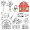 CRASPIRE Farm Clear Rubber Stamps Christmas Snowman Signpost Haystack Tractor Tree Fence Birdie Word Transparent Vintage Postmark Silicone Seals Stamp Journaling Card Making DIY Scrapbooking view 1