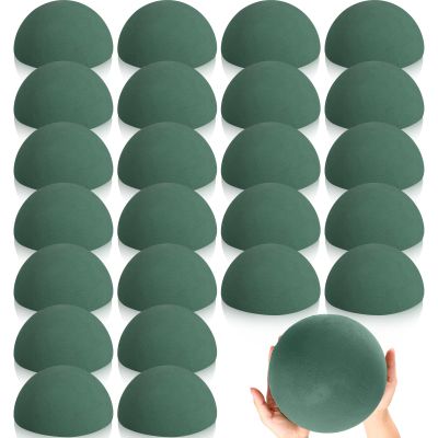 Frienda 24 Pack Floral Foam Round Large 7.5 x 3.7'' Dry Foam Half Ball Green Foam Circles Block DIY Flower Craft for Artificial Plant Floral Arrangement Supplies