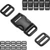 HISUNTEC Buckles for 3/4" Straps: 6 set Side Release Buckle and 12 pcs Tri-Glide Sliders Fit 0.75 inch (20 mm) Wide Nylon Webbing, Plastic Snap Clips Quick Fasteners Replacement Dual Adjustable view 1