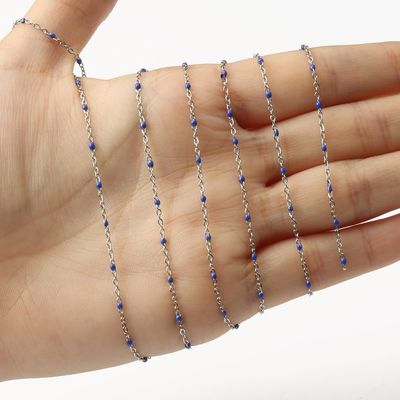 HZLXF1 Gold Color Stainless Steel Chain Beads Suitable for Bracelets Necklace Ankles Jewelry Making DIY Handmade Accessories (Color : Deep Blue Silver, Size : 100cm)
