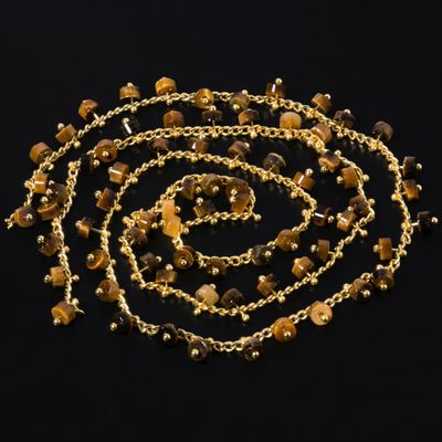 HZLXF1 Stainless Steel Wire Wrapped Chain Beads for Jewelry Making DIY Handmade Bracelet (Color : Yellow Tiger, Size : 50cm)