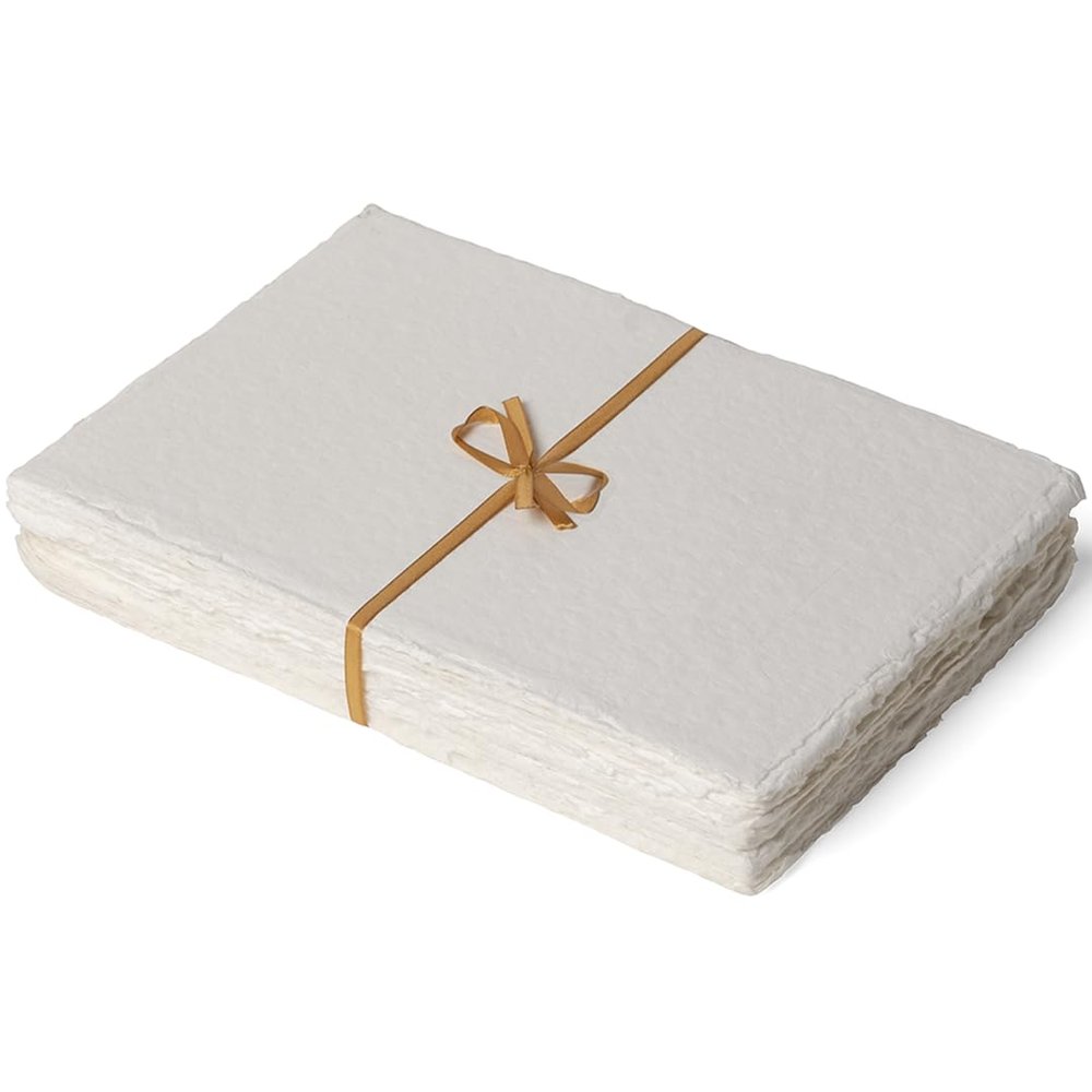 Egyptian Cotton Vintage Paper - 400 GSM, 40 Sheets, Deckled Edge, Textured for Drawing & Sketching
