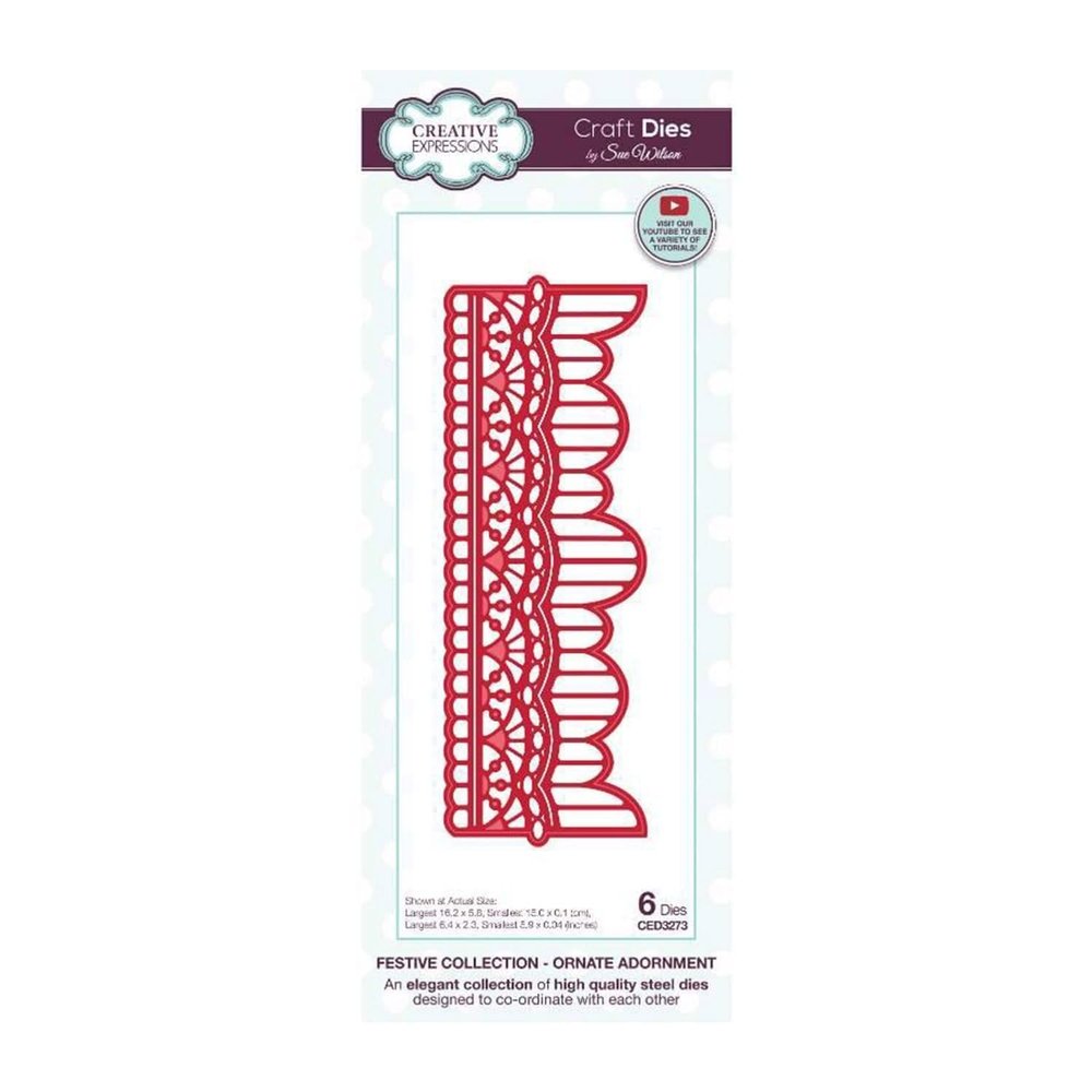 Creative Expressions Sue Wilson Craft Die-Ornate Adornment, Size: 6.4 x 2.3 ins, Brown