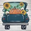 Fall Truck with Pumpkin, Sunflowers and Cotton, Fall Shape, Unfinished Wood Cutout, Paint by Line, Build-A-Cross view 3