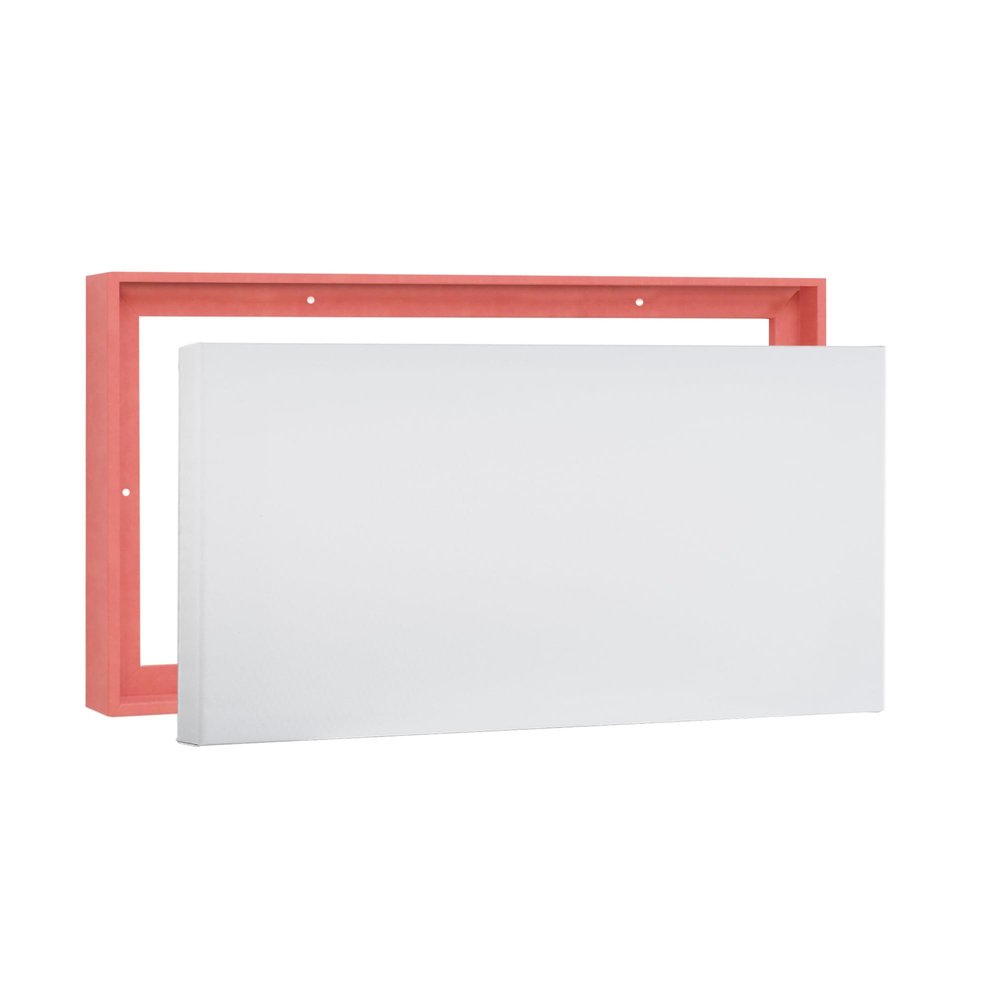 PIXY CANVAS Value Pack of 27x40 Stretched Canvas 1-1/2 (1.5) inch deep and Floater Frame for Your Paintings/Artwork/Wall Art/Wall Decor (Pastel Red/Pink, 27 x 40 inch, Landscape)