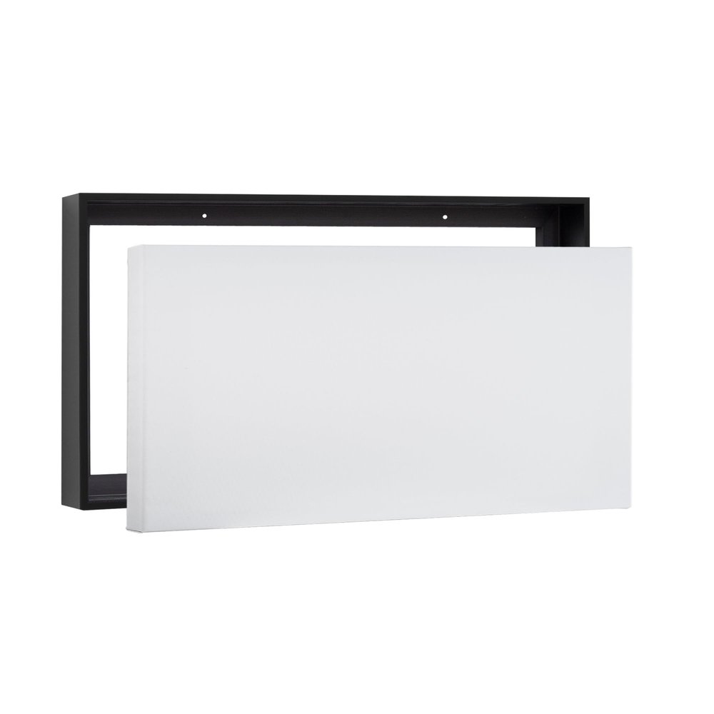 PIXY CANVAS Value Pack of 10x12 Stretched Canvas 1-1/2 (1.5) inch deep and Floater Frame for Your Paintings/Artwork/Wall Art/Wall Decor (Black, 10 x 12 inch, Landscape)