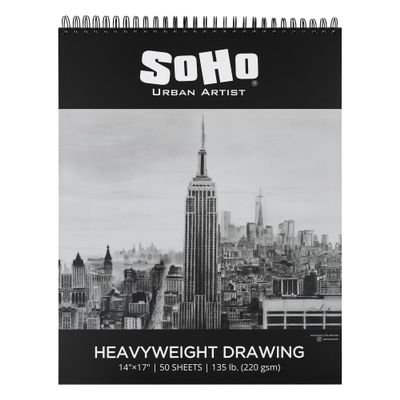 SoHo Urban Artist Hardcover Drawing Pad 14x17-135 lb. (220gsm), 50 Sheets, Drawing Paper Pads for Artists, Travel, Illustrations, & More