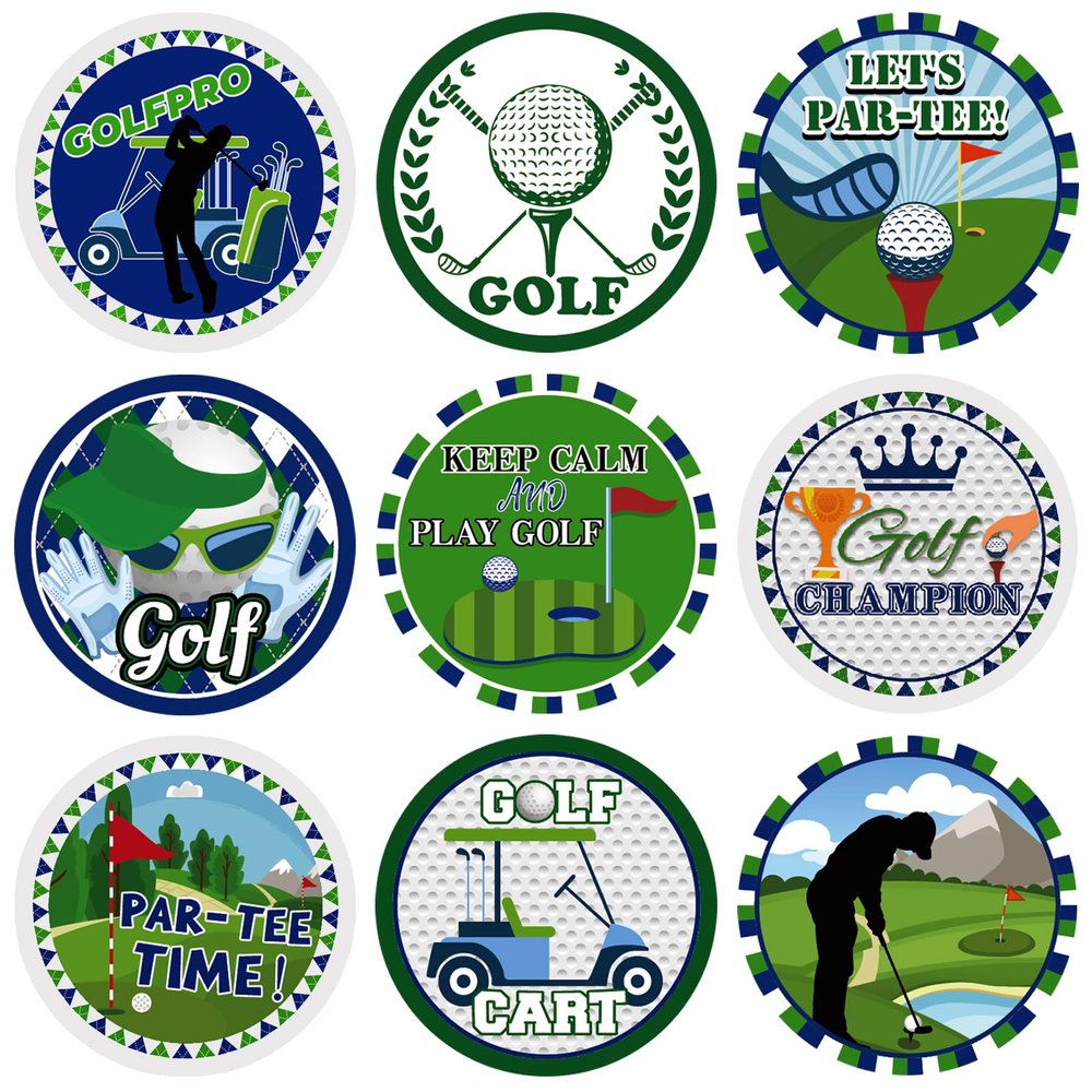 20 Sheets Sports Party Round Sticker Labels Decoration, Par Tee Golf Decals Party Supplies Favors, Round Golf Envelope Seals Paster for Party Decorations (1.5 Inches)