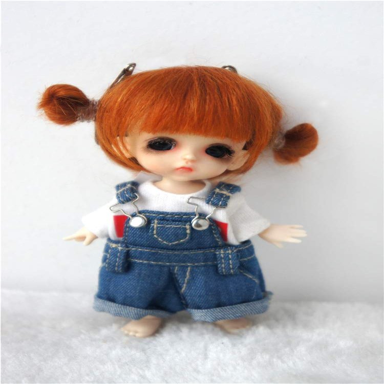 JD415 3-4inch 4-5inch 5-6inch Twins Bun Mohair Doll Wigs (3-4inch, Carrot)