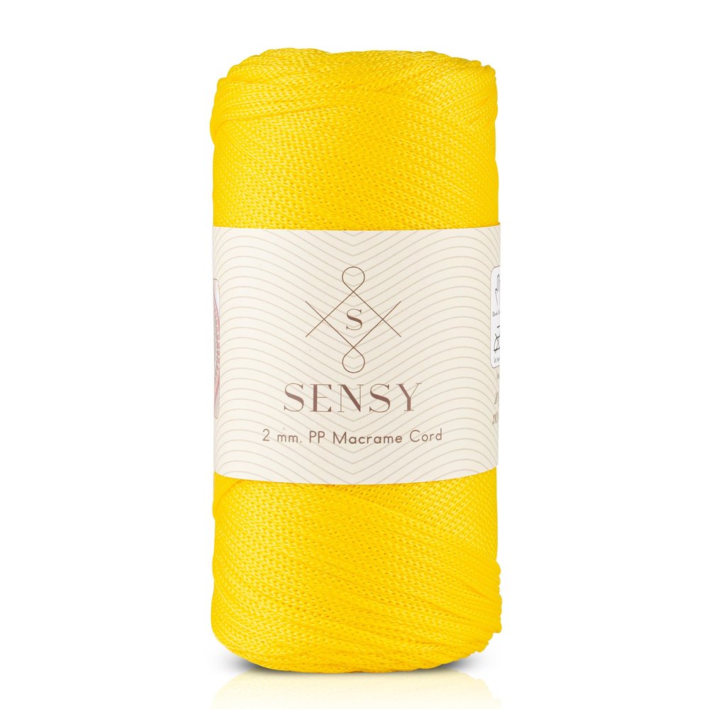 Sensy Premium 2mm 251 Yards Polyester Rope 100% Polypropylene Cord Macrame Cord 2mm Crochet Bag Cord Macrame Rope Crochet Thread for Knitter (Yellow)