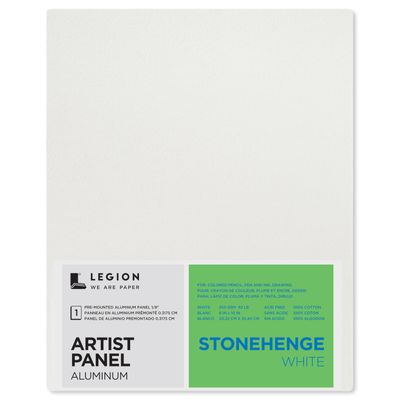 Legion Artist Panel, 1/8" Composite Brushed Aluminum with Stonehenge 100% Cotton White 250gsm Paper, 8 x 10 inches for Dry Media