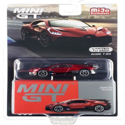 Bugatti Divo Red Metallic and Carbon Limited Edition to 3600 Pieces Worldwide 1/64 Diecast Model Car by True Scale Miniatures MGT00503