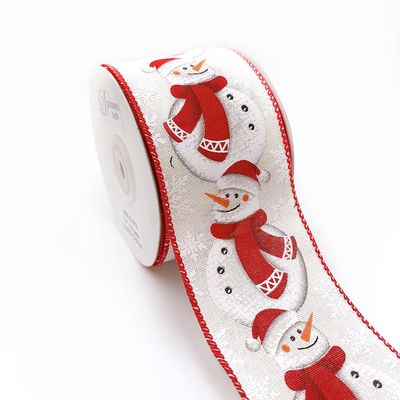 Designers Shop Christmas Holiday Snowman Wired Edge Ribbon 2.5 x 10 Yard for DIY Crafting, Home Dcor (Red Scarf)