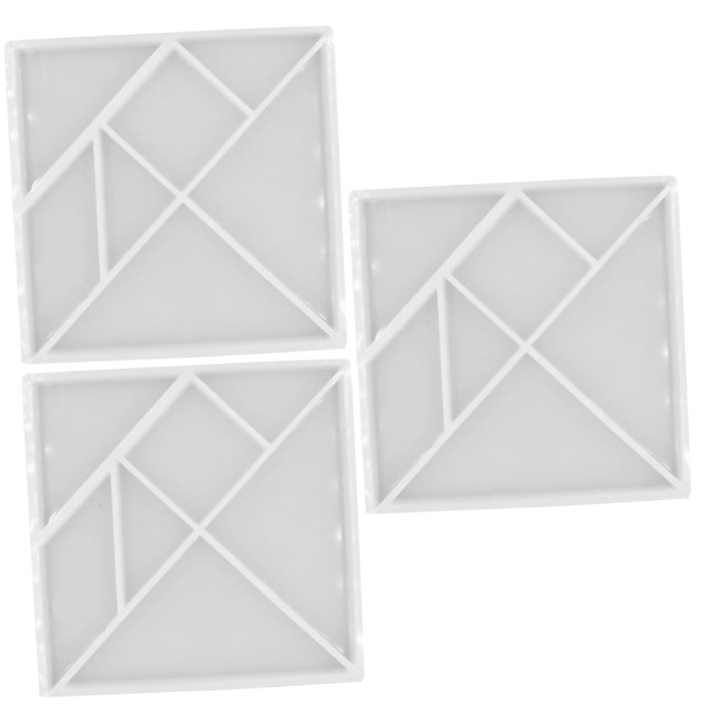 EXCEART Silicone Tangram Mold 4.52 Inch Flexible Transparent Epoxy Resin Mould for DIY Jigsaw Puzzle Crafting and Jewelry Making Accessories Set of 3
