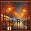 Dimensean Stamped Cross Stitch Kits Full Range of Embroidery Patterns Starter Kits for Beginners Adult DIY Cross Stitches Needlepoint Kits 11CT-Strolling Rainy Night 15.7x19.7 inch view 1
