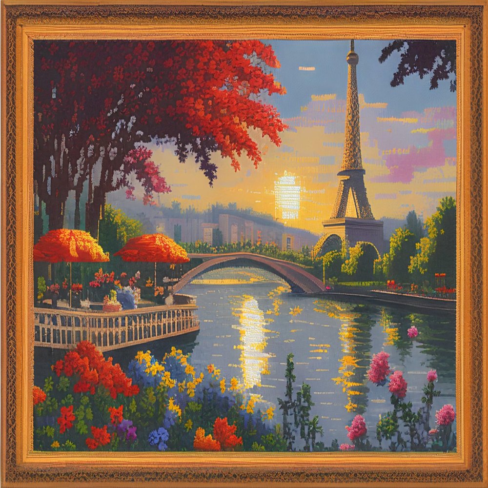 Dimensean Stamped Cross Stitch Kits Full Range of Embroidery Patterns Starter Kits for Beginners Adult DIY Cross Stitches Needlepoint Kits 11CT-Scenery Eiffel Tower 15.7x19.7 inch