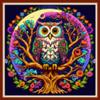 Dimensean Stamped Cross Stitch Kits Full Range of Embroidery Patterns Starter Kits for Beginners Adult DIY Cross Stitches Needlepoint Kits 11CT-Colorful Owl 17.7x17.7 inch view 1