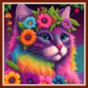 Dimensean Stamped Cross Stitch Kits Full Range of Embroidery Patterns Starter Kits for Beginners Adult DIY Cross Stitches Needlepoint Kits 11CT-Colorful Cat 17.7x17.7 inch view 1