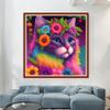 Dimensean Stamped Cross Stitch Kits Full Range of Embroidery Patterns Starter Kits for Beginners Adult DIY Cross Stitches Needlepoint Kits 11CT-Colorful Cat 17.7x17.7 inch view 2