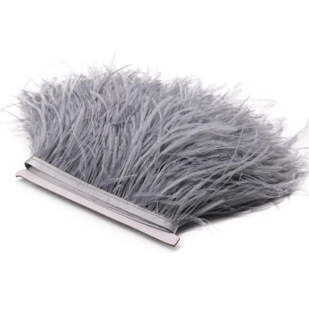 10Meter White Ostrich Feathers Trim Fringe 6-18CM Ostrich Feather Ribbon Trimming Clothing Dress Sewing Decoratio Silver Gray 6-8 CM