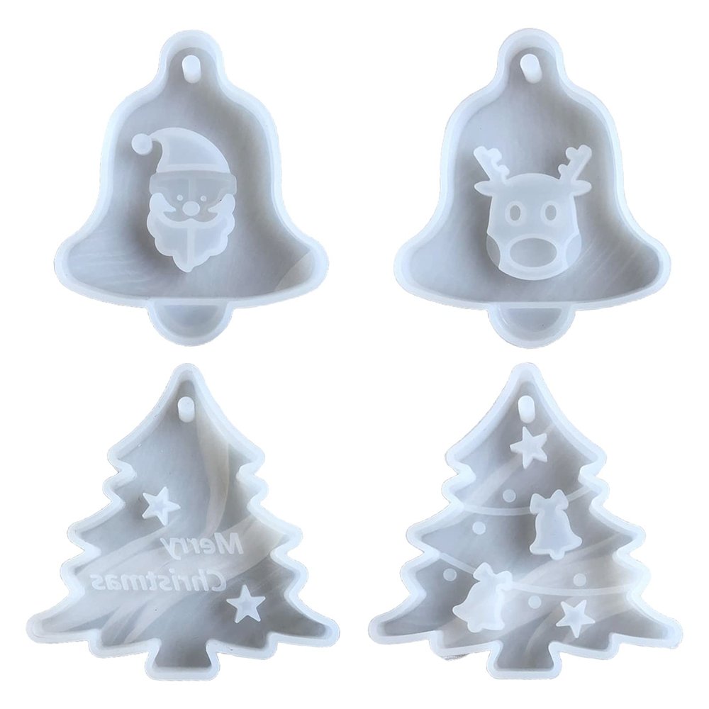 Christmas Tree Bell Elk Pendant Silicone Mould Car Pendant Ornaments Resin Casting Mold Epoxy Resin Molds DIY Craft Jewelry Making