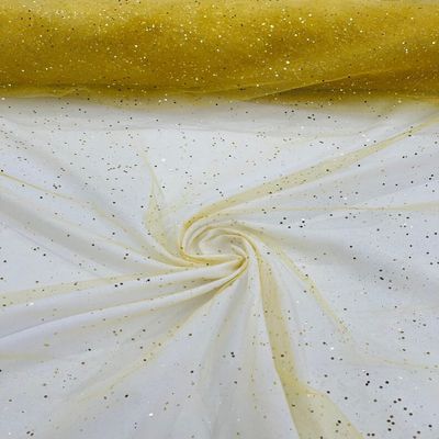 Backdrop King Inc, Glitter Tulle Fabric Shimmer/Tulle Glitter for Dresses/Mesh Glitter Fabric/Costume Fabric/Wholesale (5 Yards, Gold)
