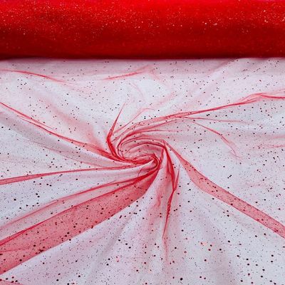 Backdrop King Inc, Glitter Tulle Fabric Shimmer/Tulle Glitter for Dresses/Mesh Glitter Fabric/Costume Fabric/Wholesale (5 Yards, Red)