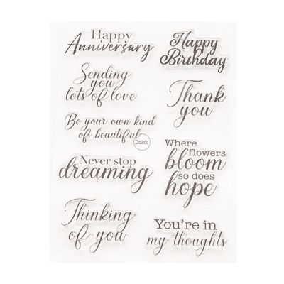 DzIxY Words Happy Birthday Thank You Clear Stamps for Card Making Scrapbook Album Silicone Seals Ink Pad Transparent Stencils
