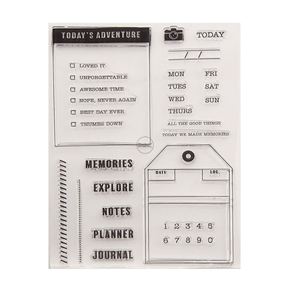 DzIxY Calendar Label Clear Stamps for Card Making Scrapbook Album Crafts Supplies Silicone Seals Ink Pad Transparent Stencils