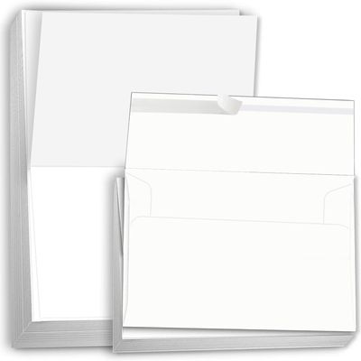 Hamilco Card Stock Folded Blank Cards with Self Seal Envelopes 5x7 - Scored White Cardstock Paper 80lb Cover - 100 Pack (Bright)