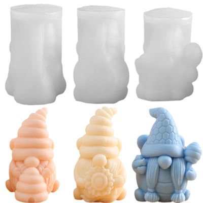 TOPYS 3-Pack Faceless Santa Claus Candle Molds, Honey Bee Gnome Silicone Molds for Spring Bee Day, DIY Paint Your Own Dwarf Candle, Home Gifts Making Wax Ceramic Clay